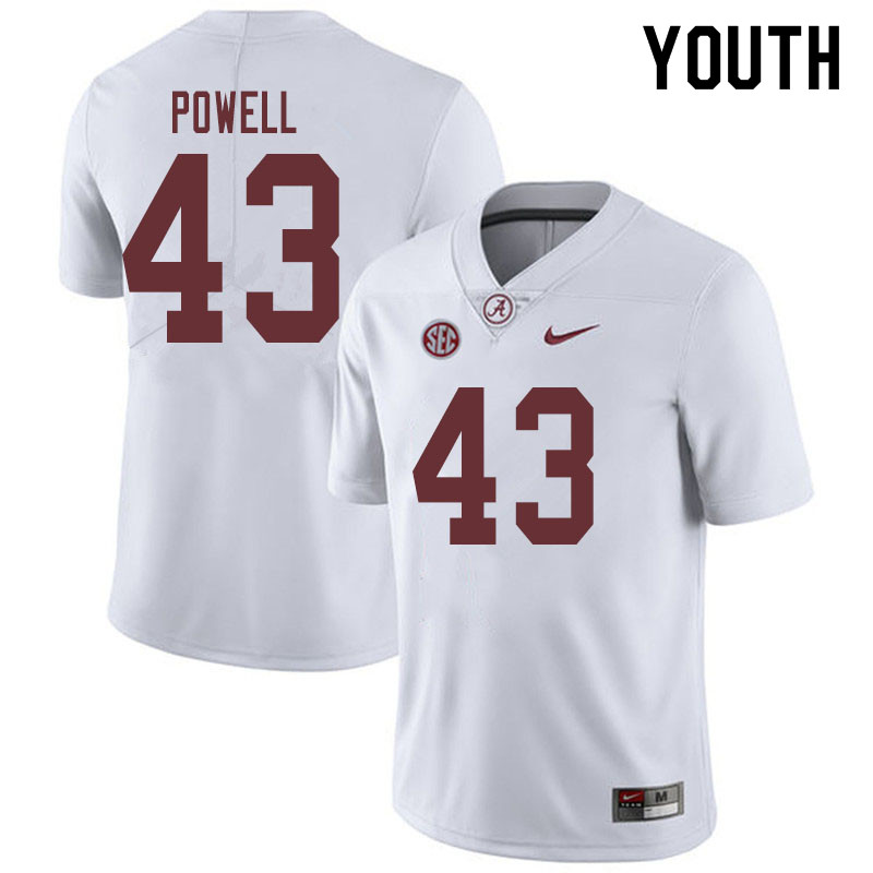 Youth #43 Daniel Powell Alabama Crimson Tide College Football Jerseys Sale-White